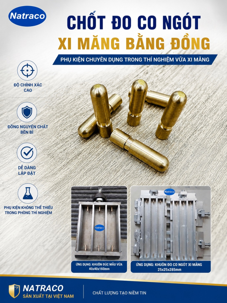 Chốt đo co ngót gắn khuôn đúc mẫu xi măng